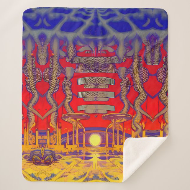 Psychedelic Dreamland Sherpa Blanket (Front)