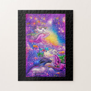 Psychedelic dreams colorful madness abstract art jigsaw puzzle
