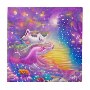 Psychedelic dreams colourful madness abstract art tile