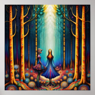 Psychedelic Dreams into the Woods Art Poster