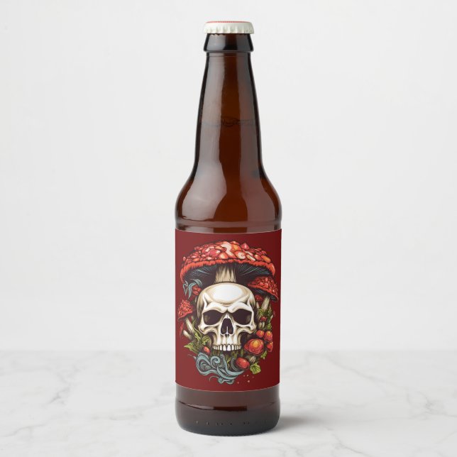 Psychedelic Dreams: Skulls in Wonderland Beer Bottle Label (Front)