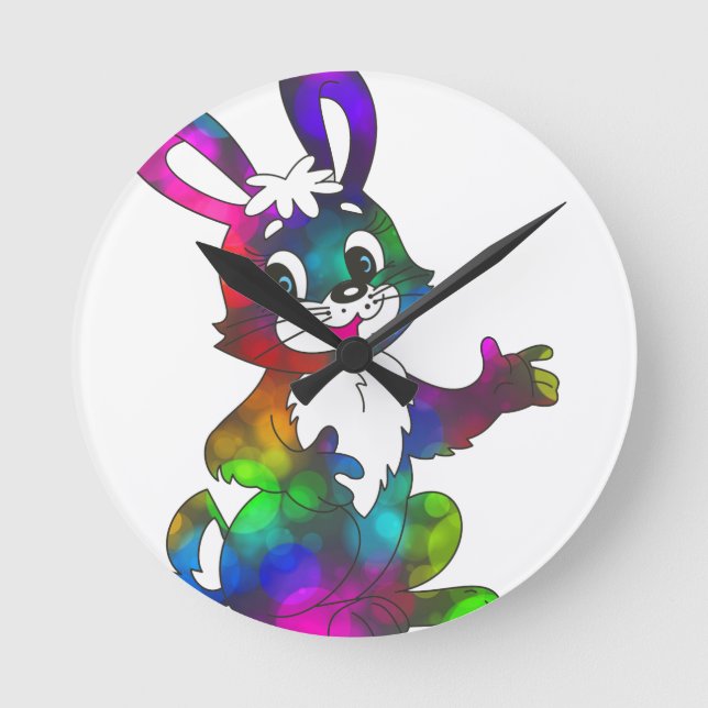 psychedelic easter bunny round clock (Front)