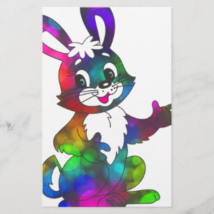 psychedelic easter bunny stationery