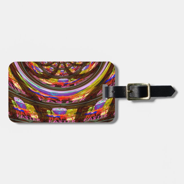 Psychedelic Easter Kaleidoscope Art Print Luggage Tag (Front Horizontal)