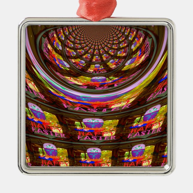 Psychedelic Easter Kaleidoscope Art Print Metal Ornament (Front)