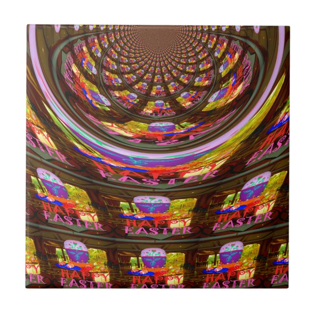 Psychedelic Easter Kaleidoscope Art Print Tile (Front)