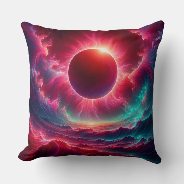 Psychedelic eclipse throw pillow (Front)