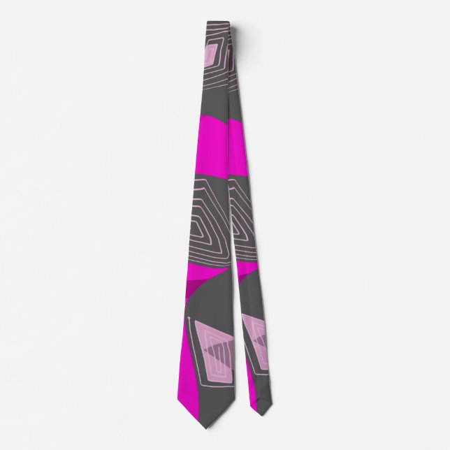 Psychedelic Egyptian Collage: Fuchsia Red Grey Tie (Front)