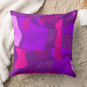 Psychedelic Egyptian Collage - Purple Fuchsia  Throw Pillow