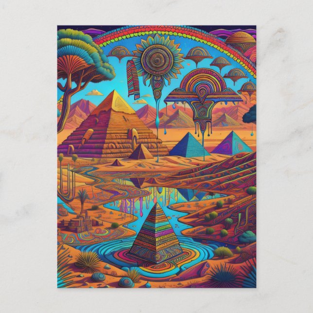 Psychedelic Egyptian Landscape  Postcard (Front)