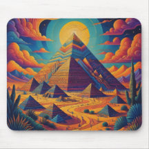 Psychedelic Egyptian Pyramid Landscape Art