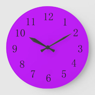 Psychedelic Electric Purple Solid Color Large Clock
