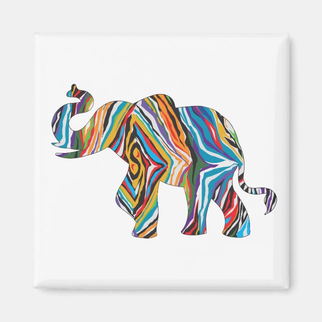 psychedelic elephant magnet (Front)