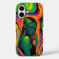 Psychedelic Elf in Neon Lava Waves
