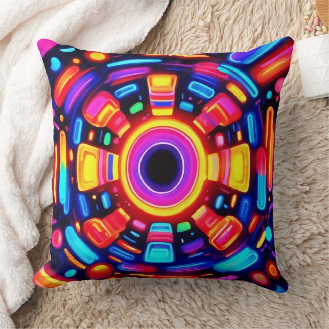 Psychedelic Energy Burst Throw Pillow (Blanket)