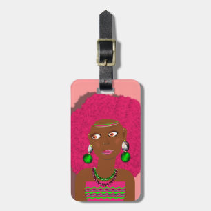 Psychedelic Ethnic Afro Fashion Lady Luggage Tag