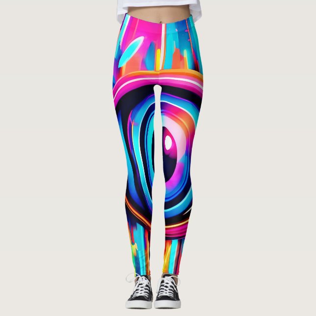 Psychedelic Eye Art Leggings (Front)