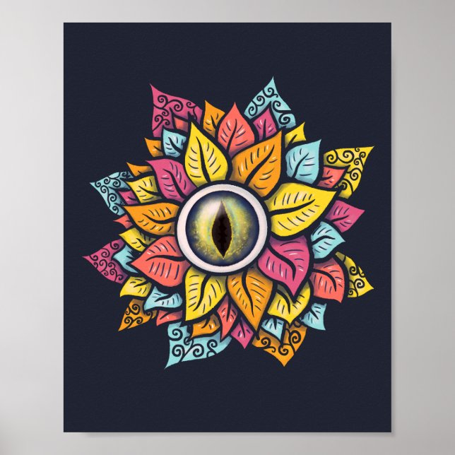 Psychedelic Eye Flower Art – Colourful Petals Poster (Front)