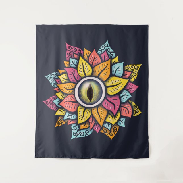  Psychedelic Eye Flower - Colourful Trippy Art  Tapestry (Front)