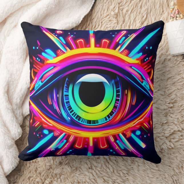 Psychedelic Eye of the Universe Art Throw Pillow (Blanket)