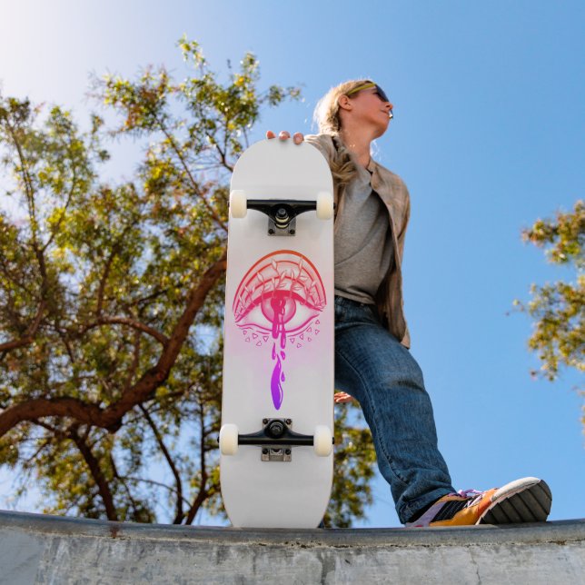 Psychedelic Eye Pastel Goth Aesthetic Skateboard (Outdoor 1)