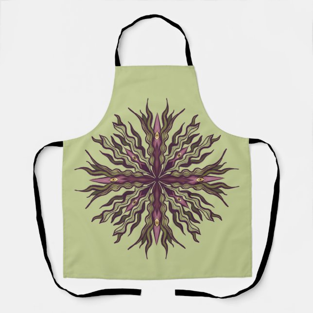Psychedelic Eye Plant - Surreal Botanical Mandala Apron (Front)