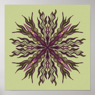Psychedelic Eye Plant - Surreal Botanical Mandala Poster