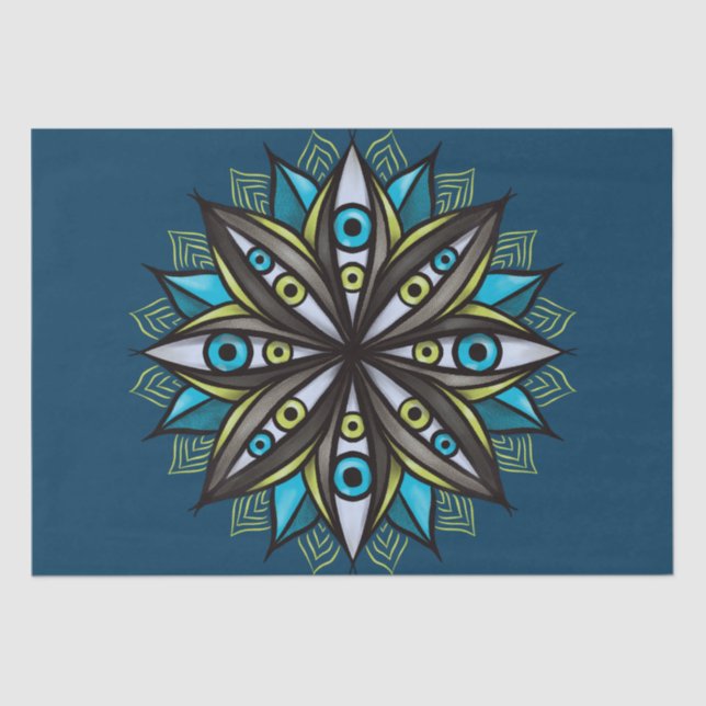 Psychedelic Eyes Double Iris Flower Mandala Horror Tissue Paper (Front)