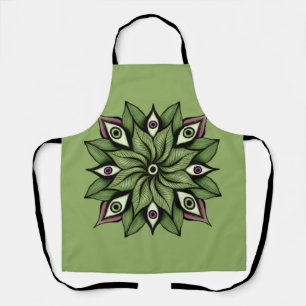 Psychedelic Eyes Mandala - Trippy Floral Pattern Apron