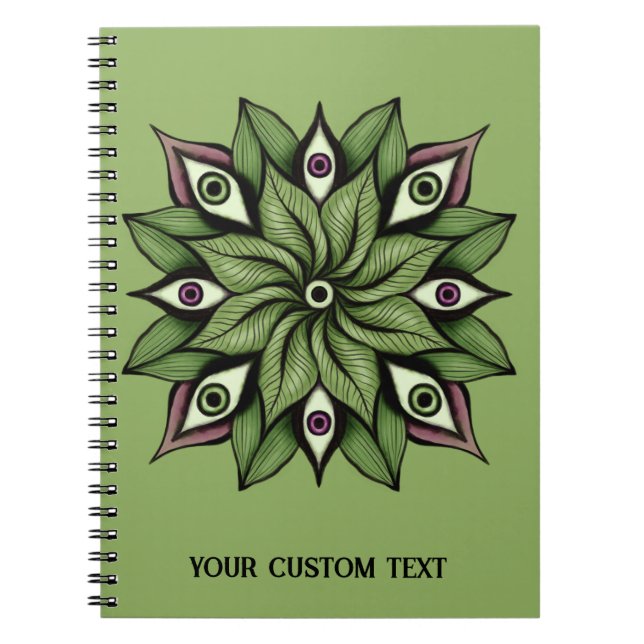 Psychedelic Eyes Mandala - Trippy Floral Pattern Notebook (Front)