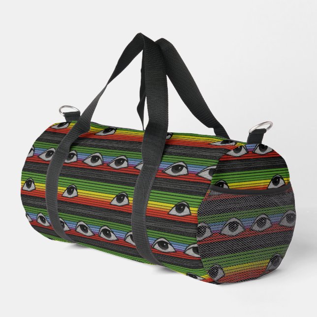 Psychedelic Eyes Pattern Duffle Bag (Right Corner)