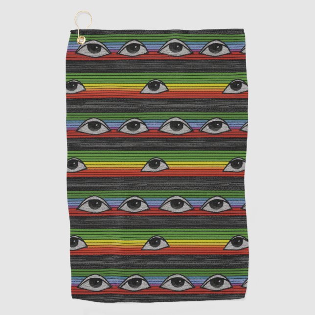 Psychedelic Eyes Pattern Golf Towel (Front)