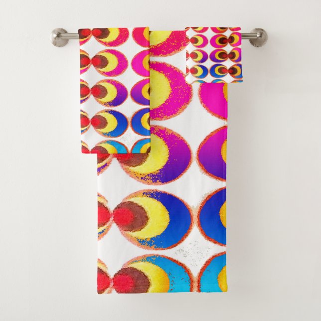Psychedelic fabric bath towel set (Insitu)