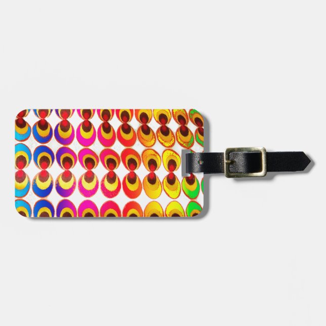 Psychedelic fabric luggage tag (Front Horizontal)
