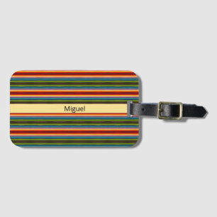 Psychedelic fabric Mexican pattern, customizable Luggage Tag