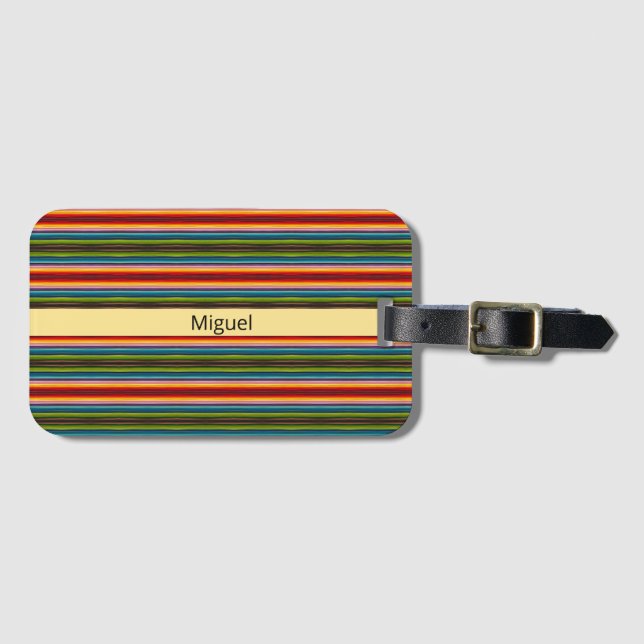 Psychedelic fabric Mexican pattern, customizable Luggage Tag (Front Horizontal)