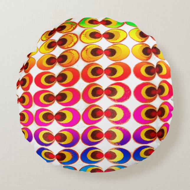 Psychedelic fabric round pillow (Front)