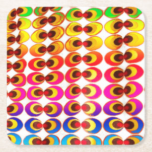Psychedelic fabric square paper coaster