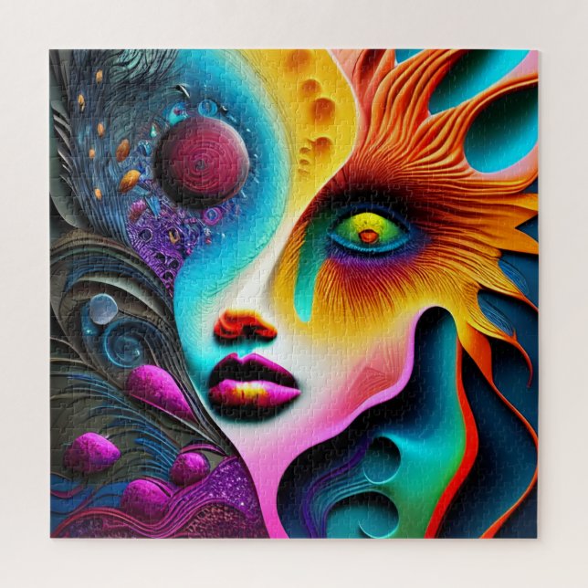 Psychedelic  Face Abstract  Art     Jigsaw Puzzle (Vertical)