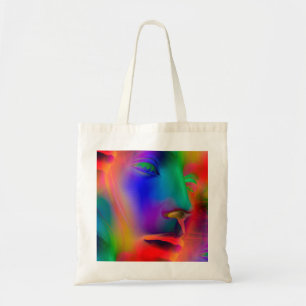 Psychedelic Face seamless pattern + your ideas Tote Bag