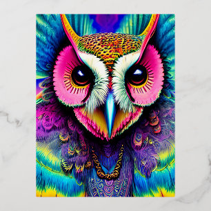 Psychedelic Fantasy Character Portrait Foil Holiday Postcard
