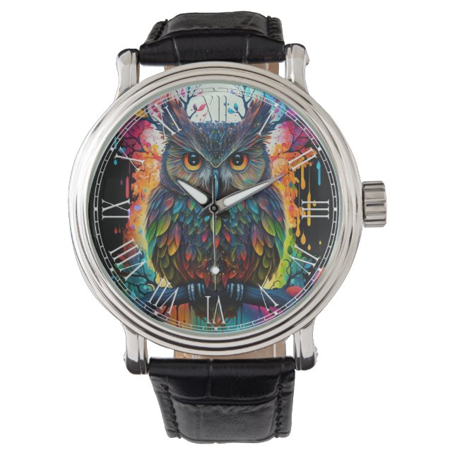Psychedelic Fantasy Hippy Owl Watch (Front)