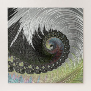 Psychedelic Fantasy Spiral Groovy Fractal Art Jigsaw Puzzle