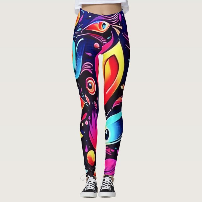 Psychedelic Feather Dream Leggings (Front)