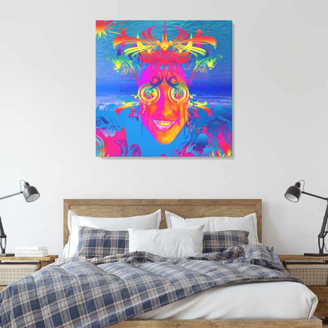 Psychedelic Fish Canvas Print (Insitu(Bedroom))