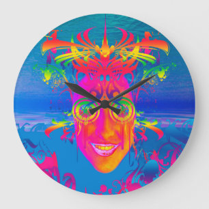 Psychedelic Fish Large Clock