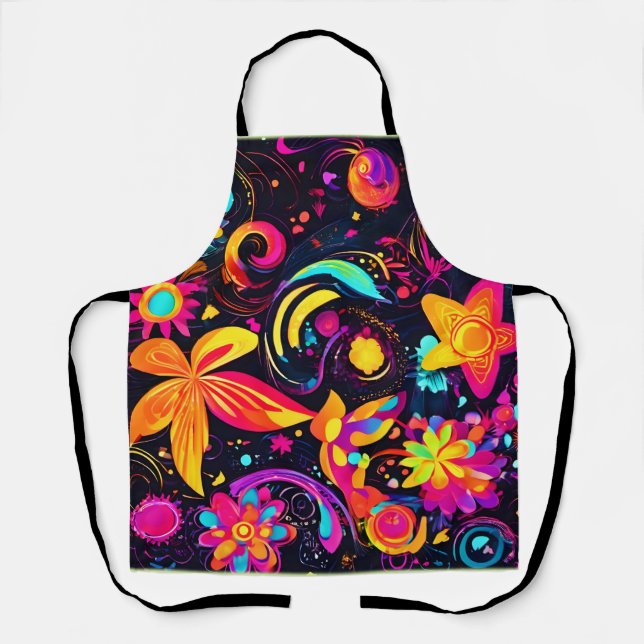 Psychedelic Floral Cosmos Apron (Front)