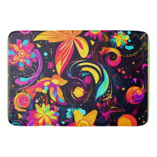 Psychedelic Floral Cosmos Bath Mat