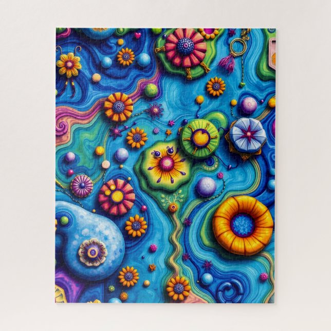 Psychedelic Floral Dream - Colourful Groovy Flower Jigsaw Puzzle (Vertical)