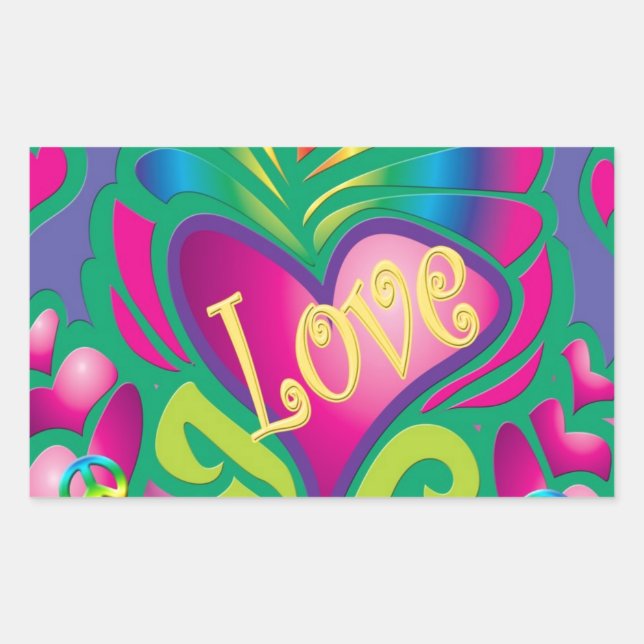 Psychedelic Floral Heart Sticker (Front)